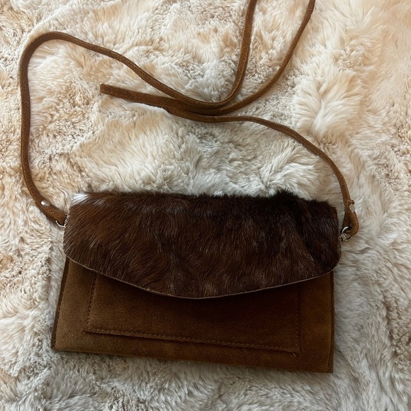 Crosstree Lane Cowhide Suede Brown Crossbody Bag - Picture 2 of 11